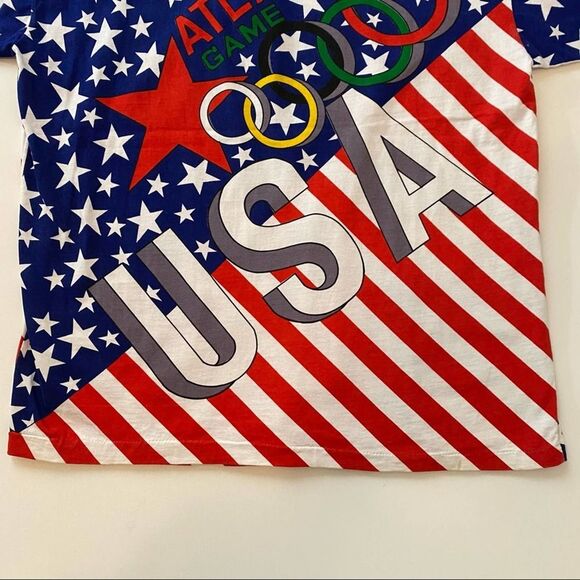 Vintage Olympics Shirt Mens Size Large USA Polo All Over Print America AOP - Picture 8 of 16
